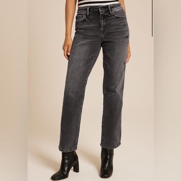 Flying Monkey Denim - Flying Monkey Black High Rise Straight Leg Ripped Distressed Jeans